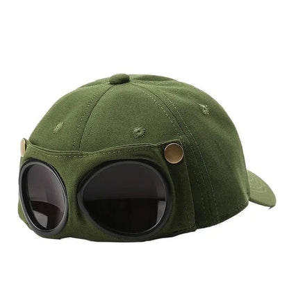 Vintage Baseball Cap with Flip Down Protective Goggles