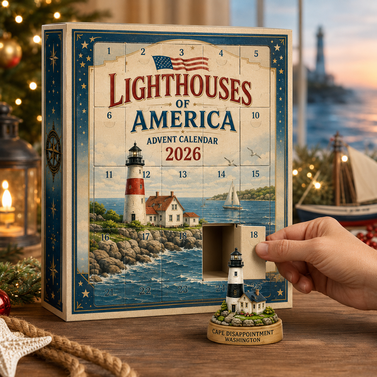🌊🎄 Lighthouses of America Advent Calendar 2026 – 24-Day Coastal Countdown with Collectible Miniatures ⚓