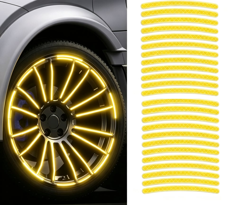 20 PCS Creative Wheel Hub Rim Reflective Stickers
