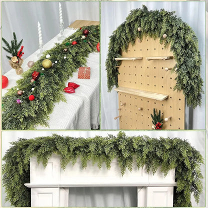 6 FT 2 PCS  Artificial Cedar Garlands, Real Touch Winter Cedar Garland🌲
