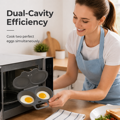 🥳2026 HOT SALE🥳💞50K+ SOLD! 🥗🎁 Microwave Egg Poacher——Dual‑cavity, non‑stick & easy clean. Healthier than frying – stock up & save! 🏠✅
