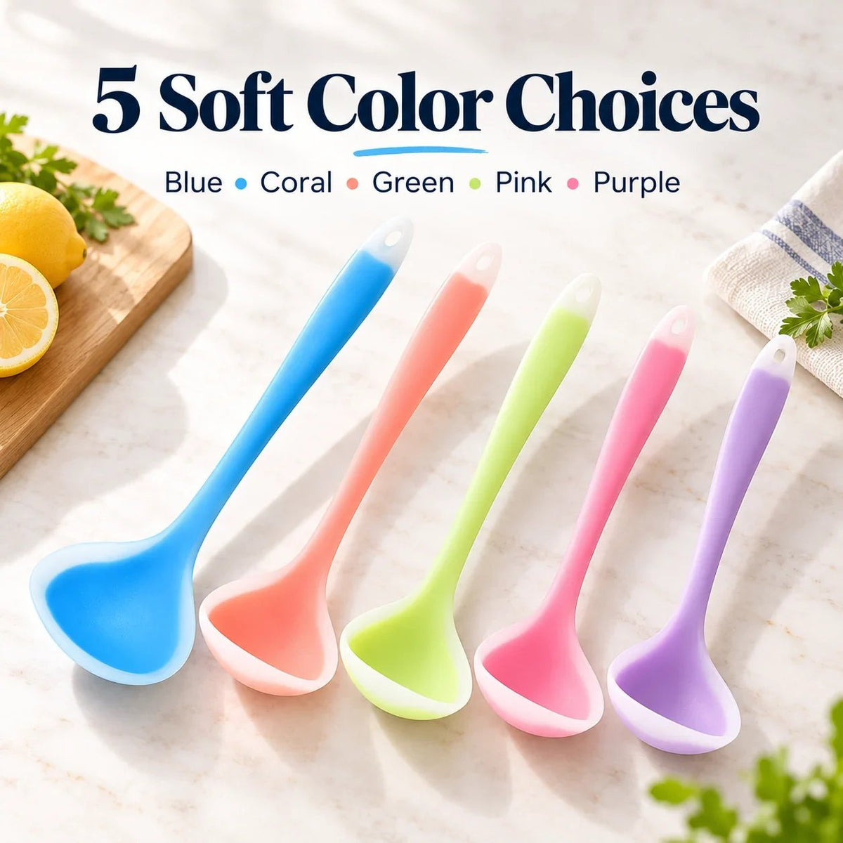 🍳✨ 2-in-1 Silicone Scraper Spoon 🥄💙 Flexible Edge for Easy Scooping, Mixing & Scraping 🧁🍯 Non-Scratch Kitchen Spatula 🍲🌈 5 Colors Available