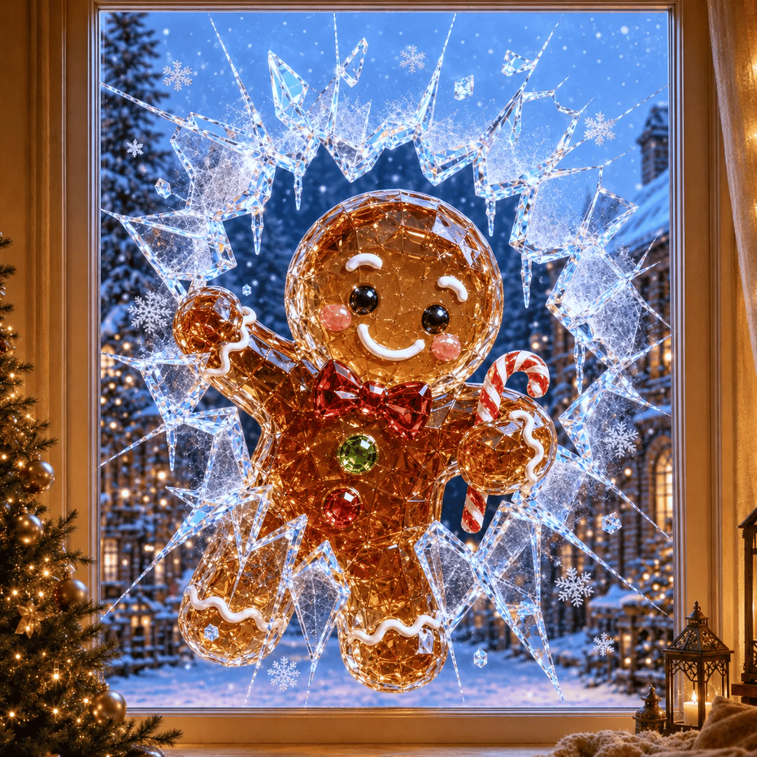 🔥 Last Day 50% OFF - 3D Crystal Christmas Window Decal 🎄 Shattered-Glass Holiday Decoration