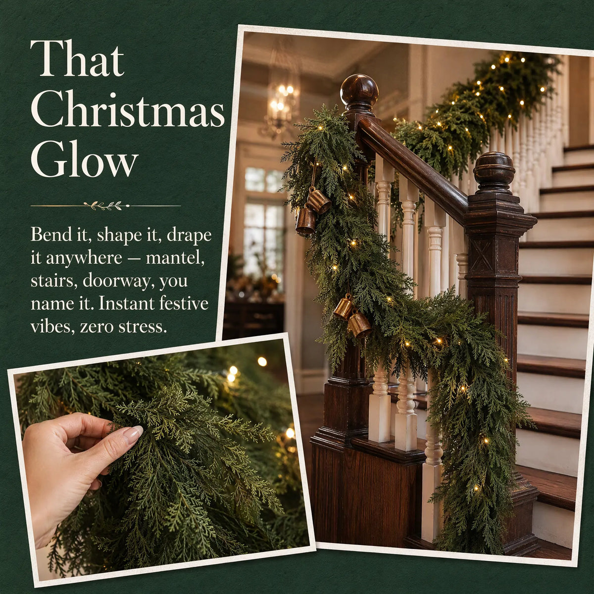 6 FT 2 PCS  Artificial Cedar Garlands, Real Touch Winter Cedar Garland🌲