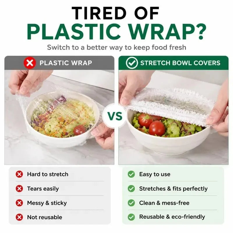 🥗100 PCS  Disposable Stretch Food Covers