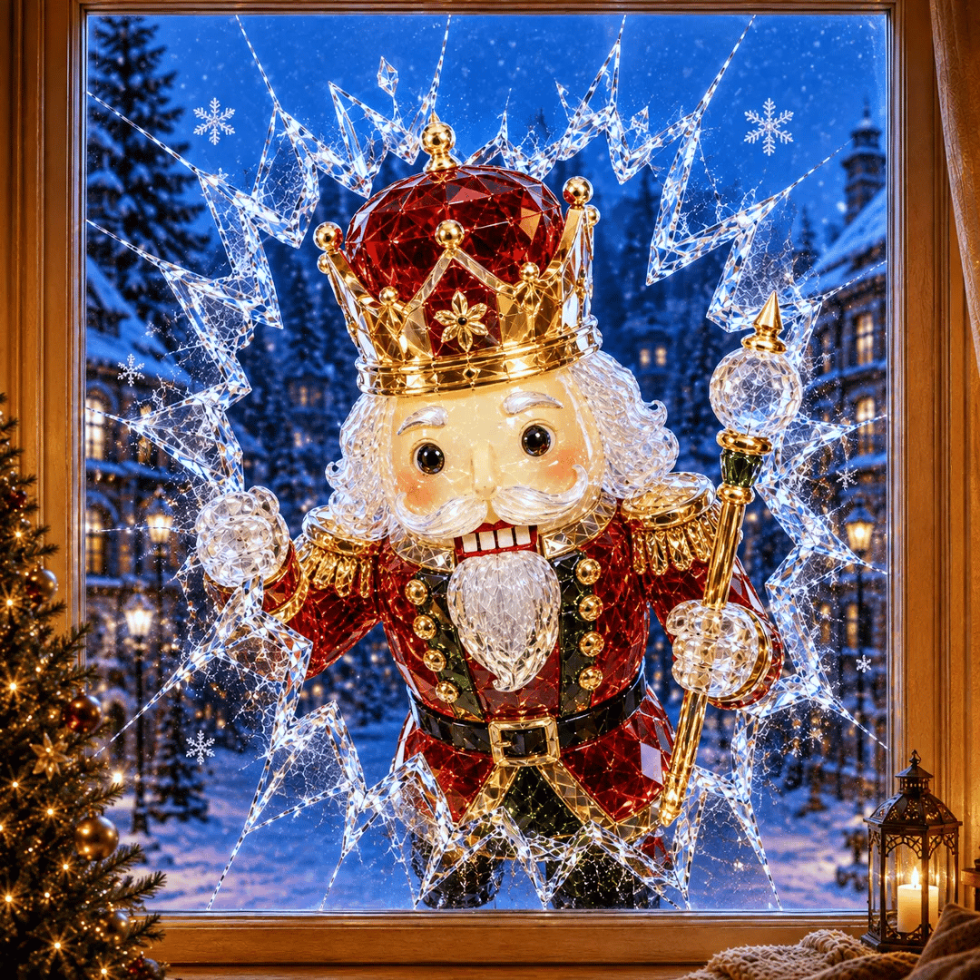 🔥 Last Day 50% OFF - 3D Crystal Christmas Window Decal 🎄 Shattered-Glass Holiday Decoration
