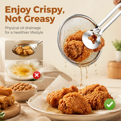 🍟 2-in-1 Stainless Steel Oil Strainer Tongs