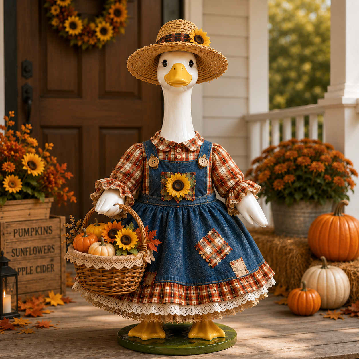 🌻  New 23" Sunflower Harvest Goose Outfit™ | Autumn Farmhouse Porch Decor（