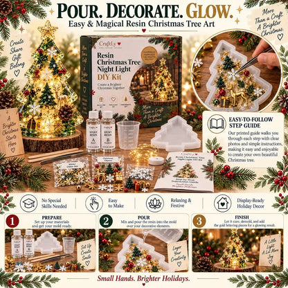 🎄 Resin Christmas Tree Night Light DIY Kit – Beginner-Friendly Craft Set