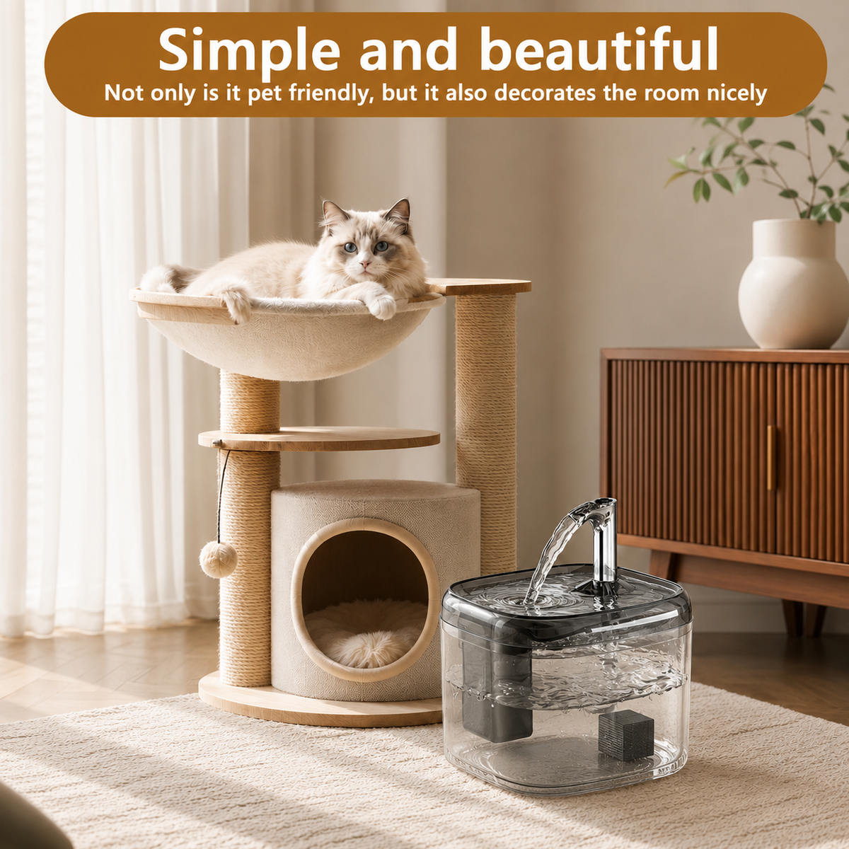 1.5L USB Automatic Cat Water Fountain with Filter for Cats and Small Dogs