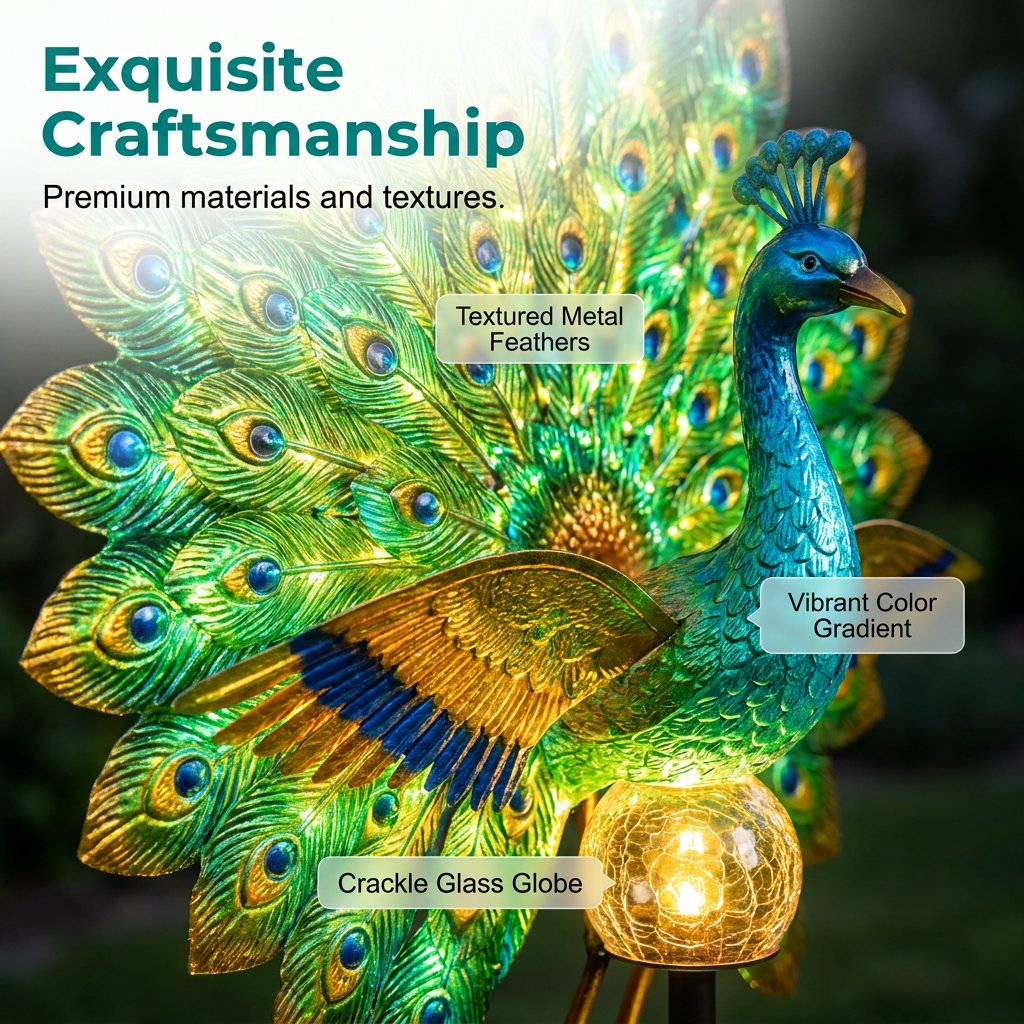 🔥Limited time-50% OFF 🦚Solar Peacock Garden Sculpture Light🌟Transform Your Outdoor Space🏡