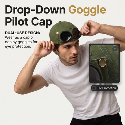 Vintage Baseball Cap with Flip Down Protective Goggles