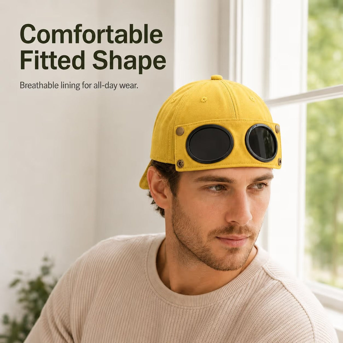 Vintage Baseball Cap with Flip Down Protective Goggles