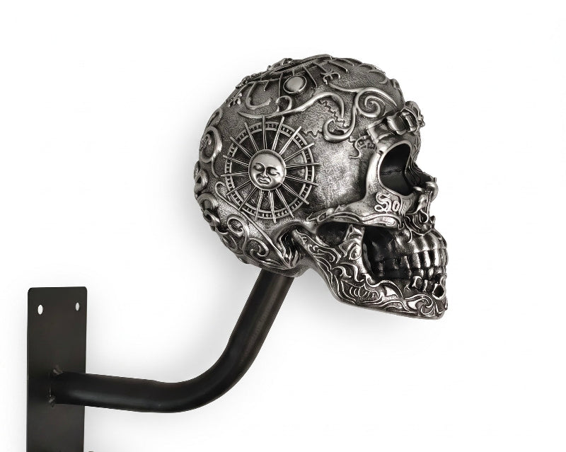 Skull Motorcycle Helmet Holder – Punk Skull Wall Mount Rack for Helmets, Jackets & Garage Decor