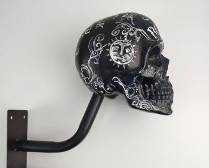 Skull Motorcycle Helmet Holder – Punk Skull Wall Mount Rack for Helmets, Jackets & Garage Decor