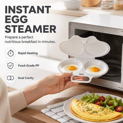 🥳2026 HOT SALE🥳💞50K+ SOLD! 🥗🎁 Microwave Egg Poacher——Dual‑cavity, non‑stick & easy clean. Healthier than frying – stock up & save! 🏠✅