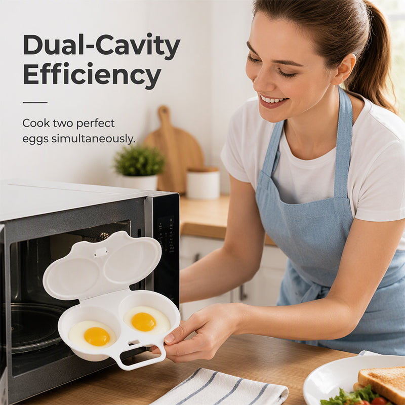 🥳2026 HOT SALE🥳💞50K+ SOLD! 🥗🎁 Microwave Egg Poacher——Dual‑cavity, non‑stick & easy clean. Healthier than frying – stock up & save! 🏠✅