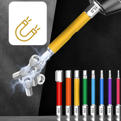 🛠️50% OFF NOW! Magnetic Anti-Slip Screwdriver Bit Set – S2 Steel Hex Driver Bits, Color Coded Magnetic Drill Bits for Electric Screwdriver & Hand Repair Work