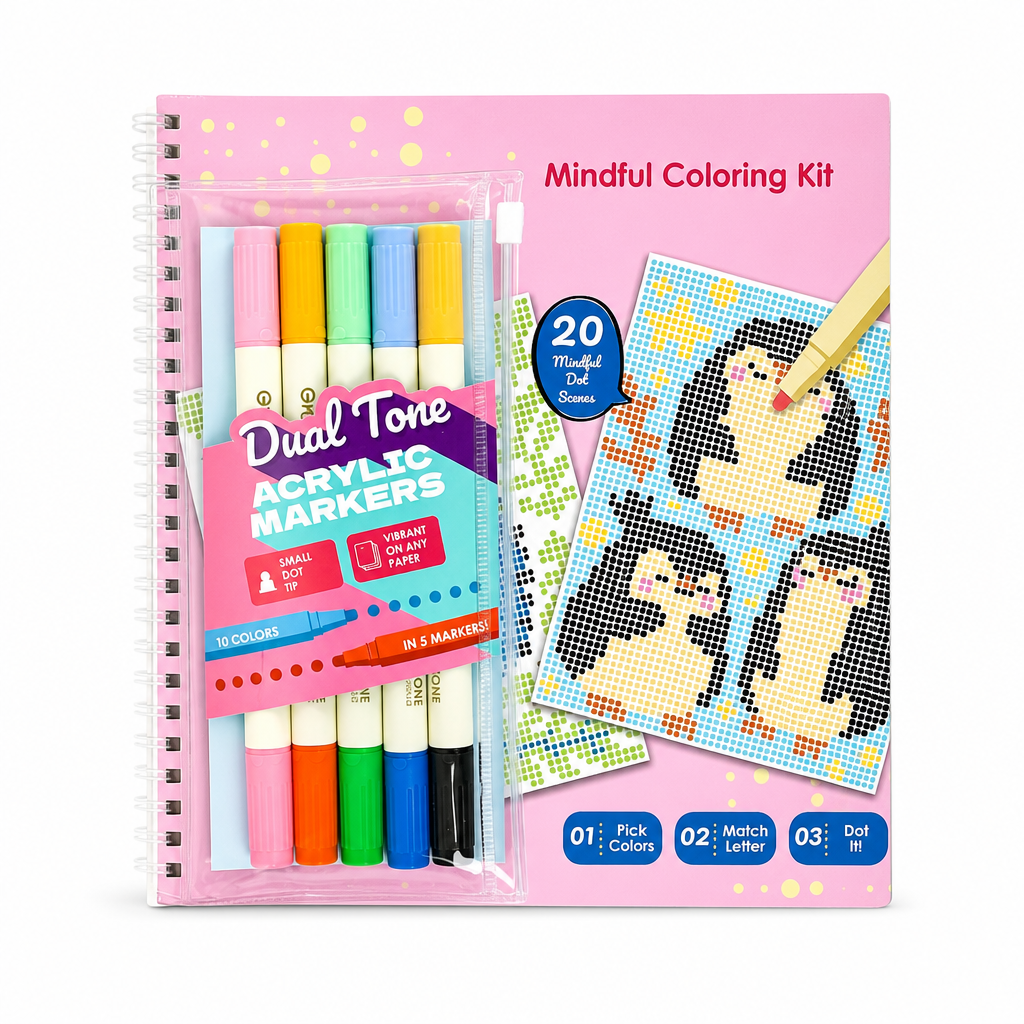 🎨✨ Mindful Dot Coloring Set – Match, Dot & Reveal Beautiful Art