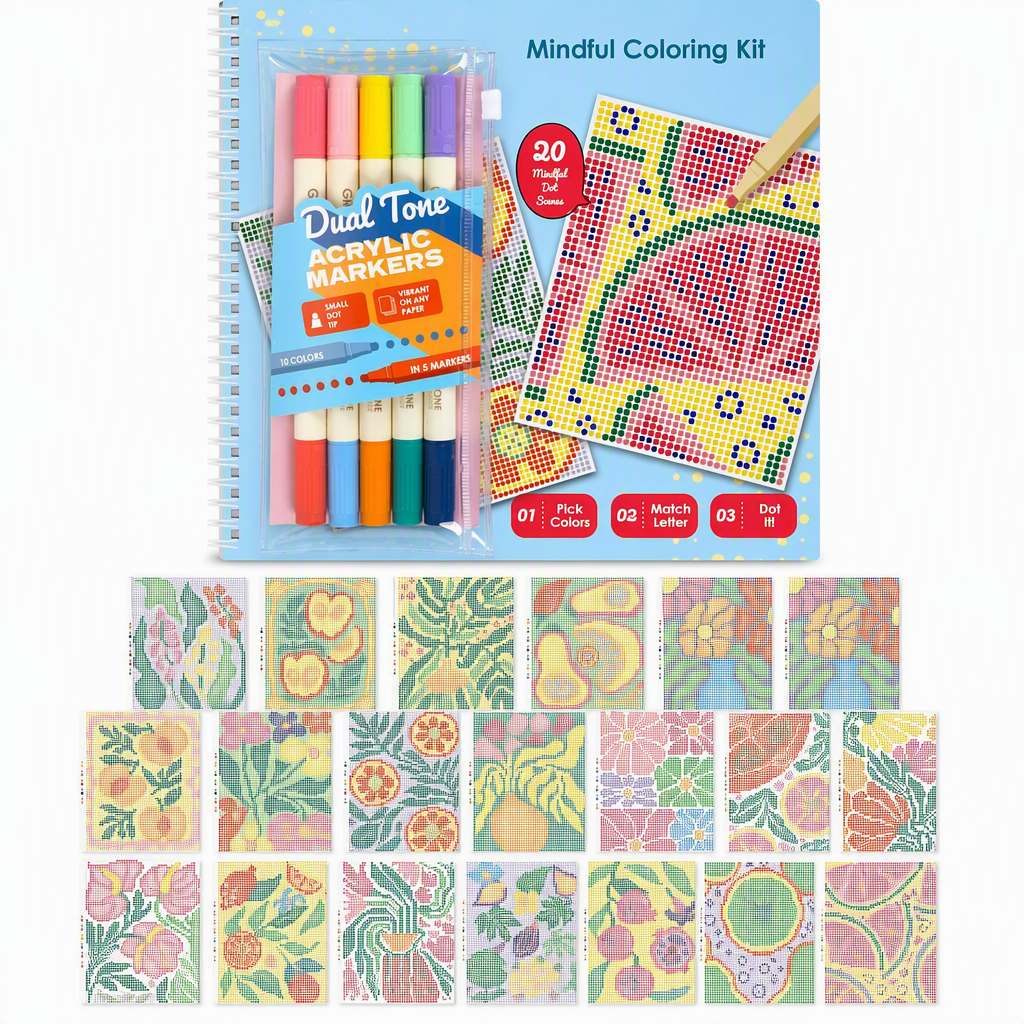 🎨✨ Mindful Dot Coloring Set – Match, Dot & Reveal Beautiful Art