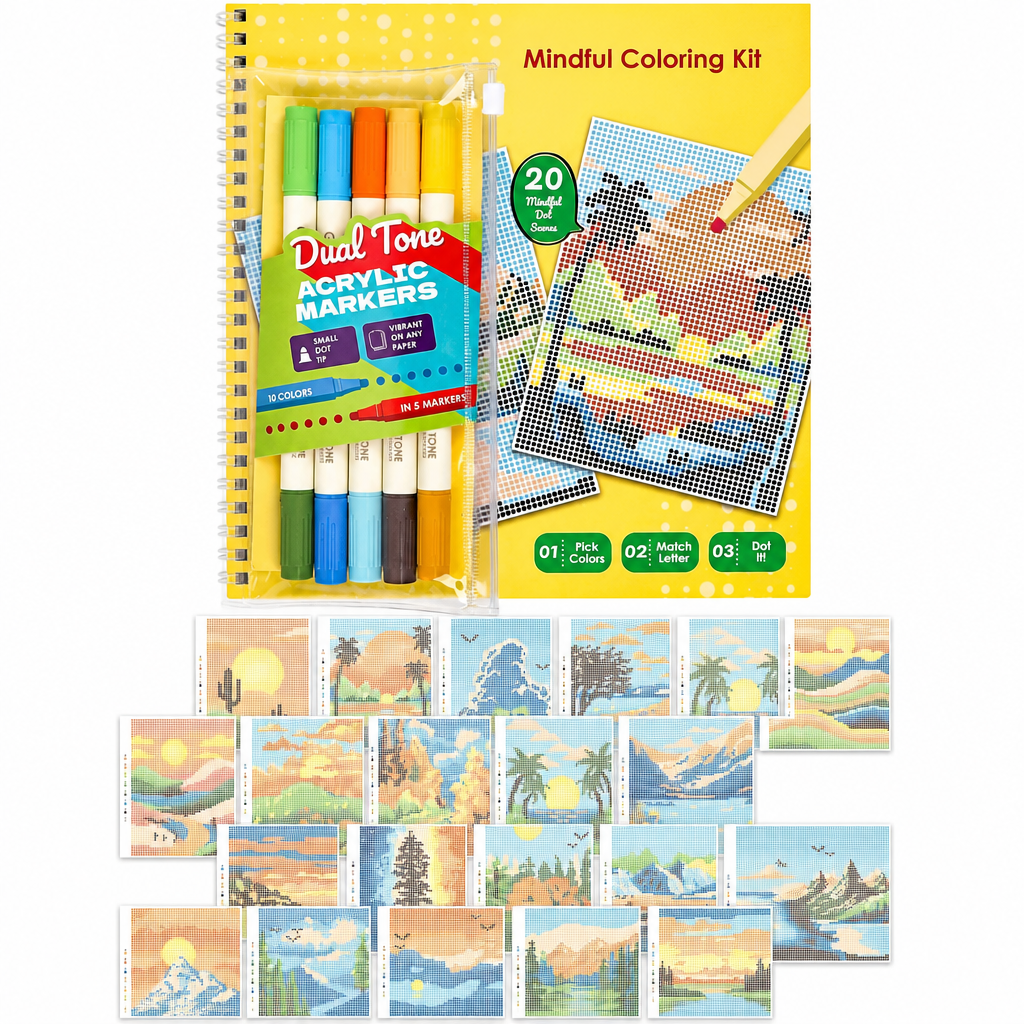 🎨✨ Mindful Dot Coloring Set – Match, Dot & Reveal Beautiful Art