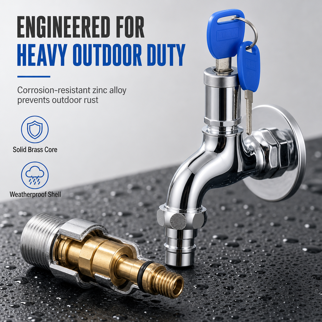 Lockable Outdoor Water Faucet with Key