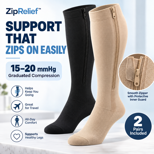 ZipRelief™ Compression Socks – 2 Pairs