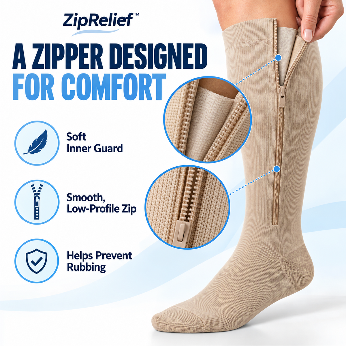 ZipRelief™ Compression Socks – 2 Pairs