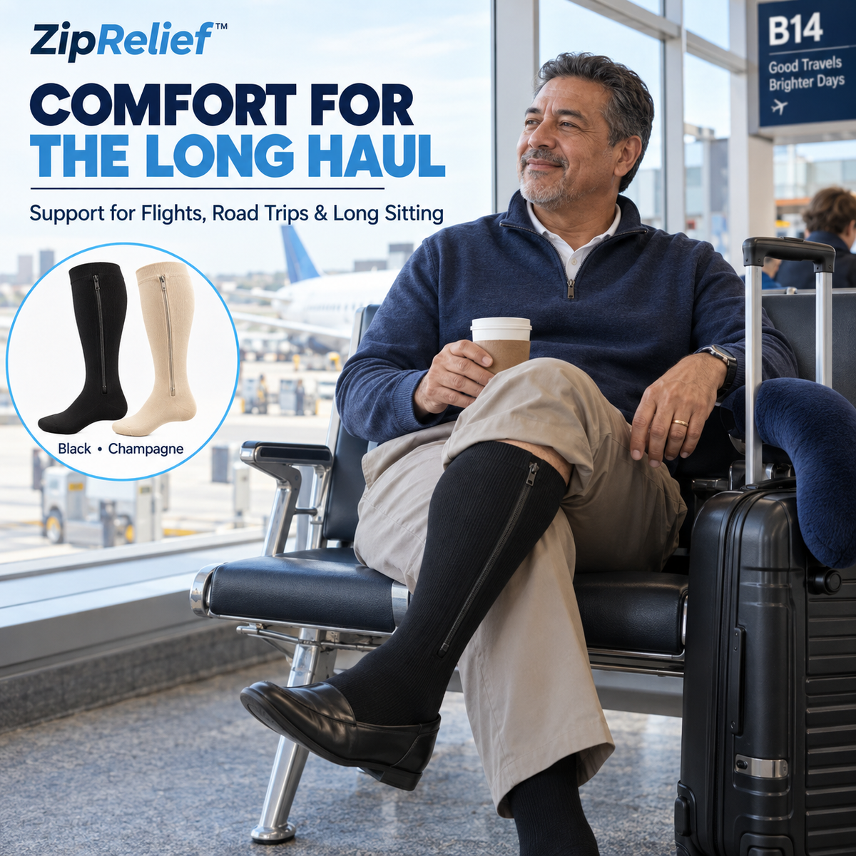 ZipRelief™ Compression Socks – 2 Pairs