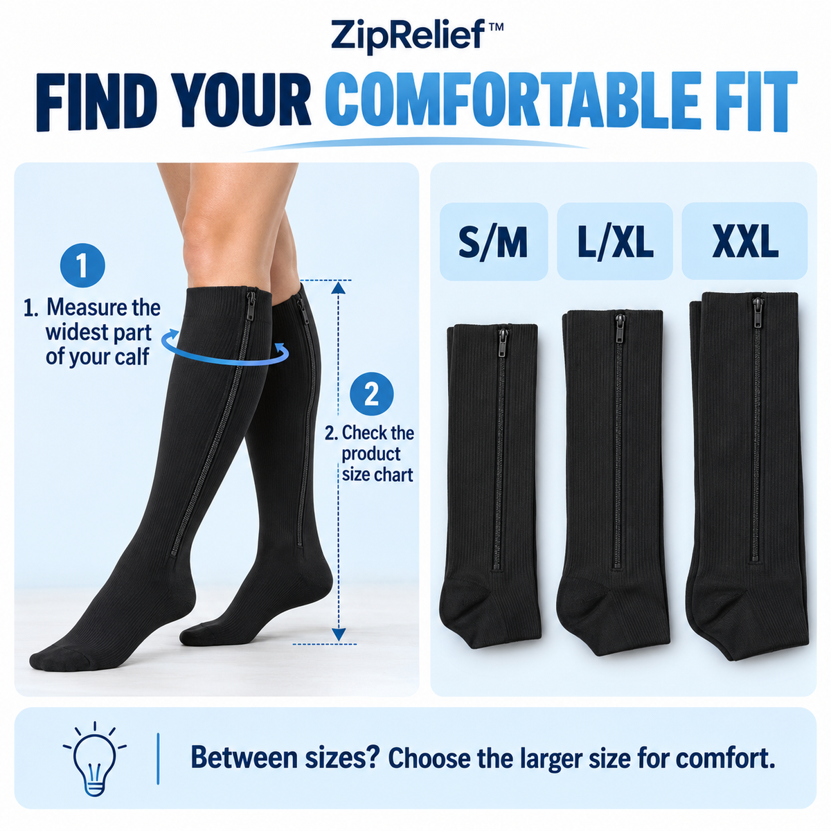 ZipRelief™ Compression Socks – 2 Pairs