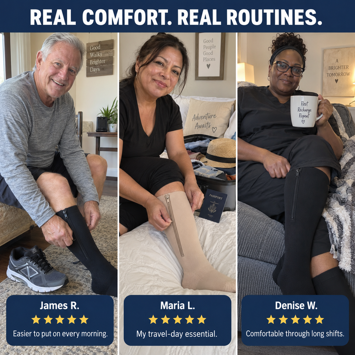 ZipRelief™ Compression Socks – 2 Pairs